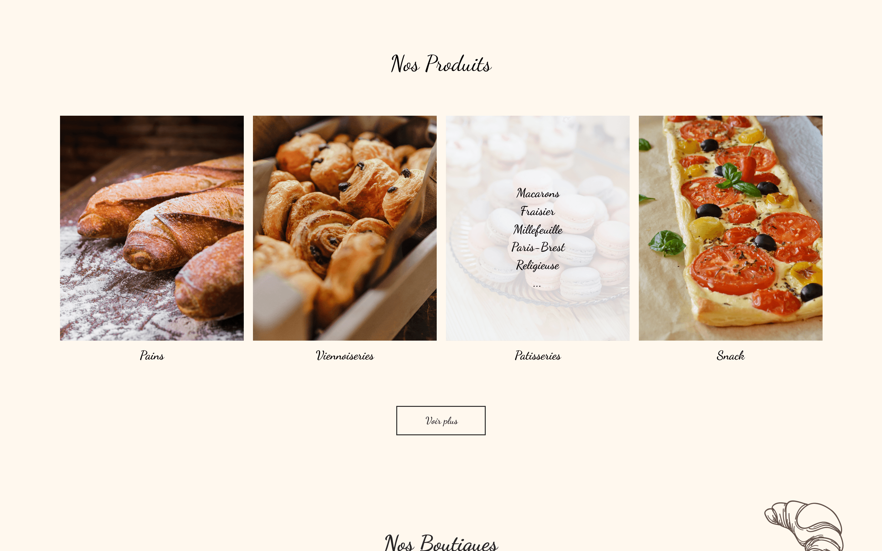 Projet Site one page d'une boulangerie